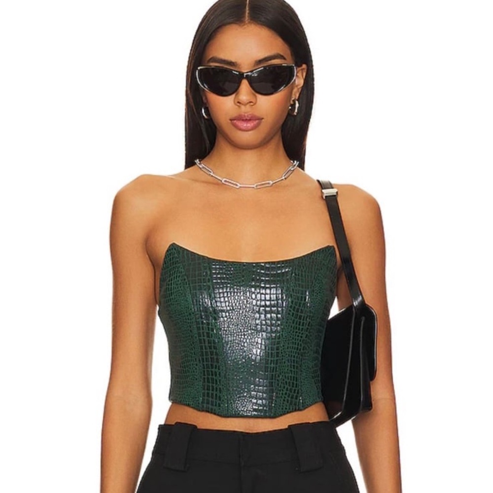 Tawny faux suede corset top Superdown